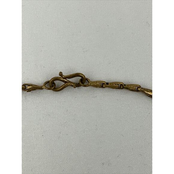 Vintage Semi Precious White Agate Onyx Beaded Brass Chain Lariat Necklace - Picture 7 of 8